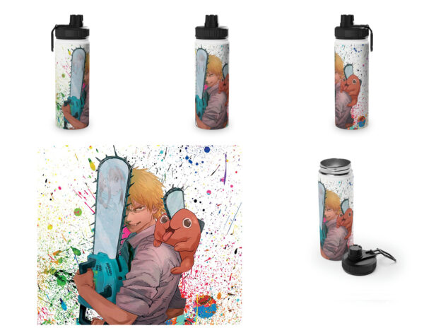 Botella metalica Chainsawman Denji y Pochita