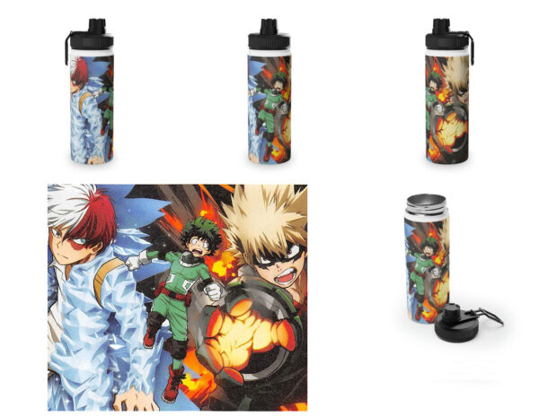 Botella metalica Boku no Hero Academia Deku, Bakugo y Todoroki