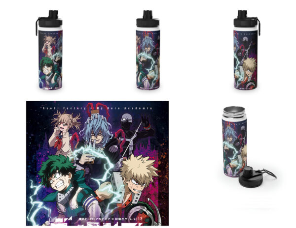 Botella metalica Boku no Hero Academia Deku, Bakugo y Villanos
