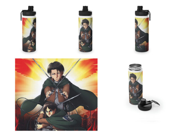 Botella metalica Shingeki no Kyojin - Levi y Eren