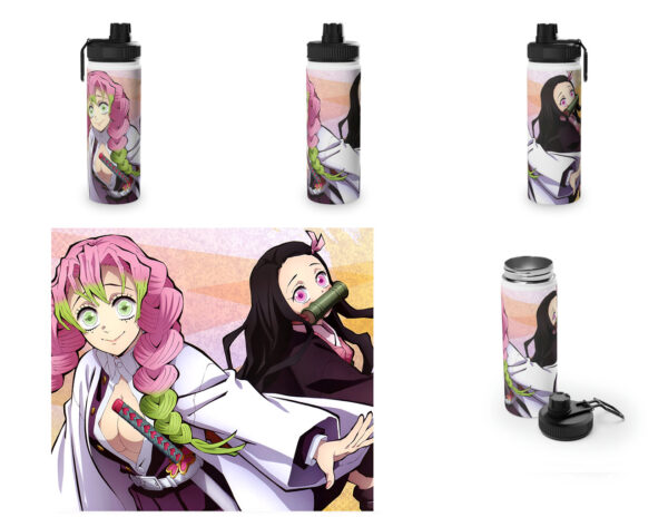 Botella metalica Kimetsu no Yaiba - Mitsuri y Nezuko