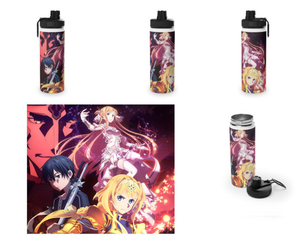 Botella metalica Sword Art Online - Asuna, Kirito y Alice