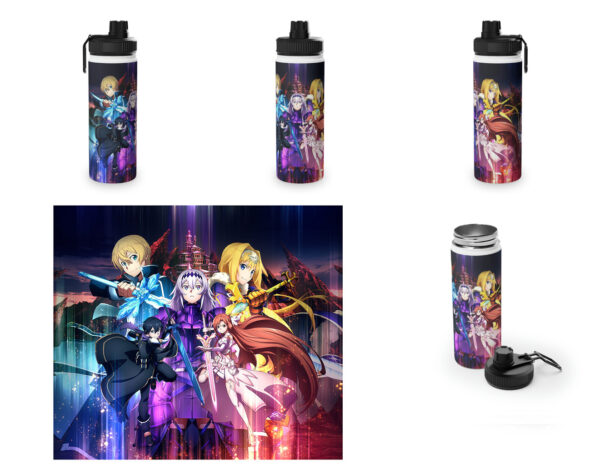 Botella metalica Sword Art Online - Asuna, Kirito y Alice