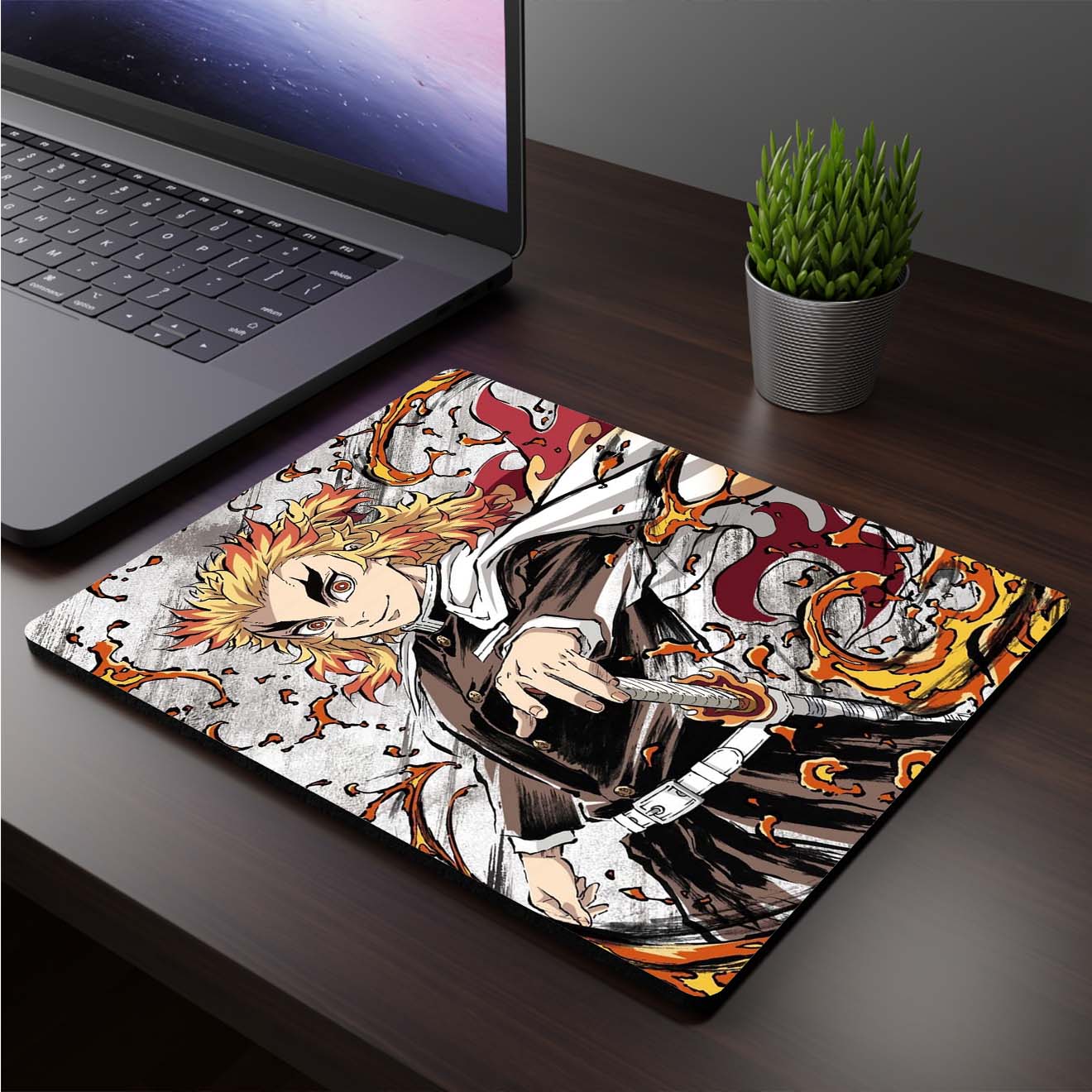 Mousepad cuadrado de Kyojuro Rengoku - Demon Slayer