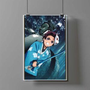 Poster de Tanjiro y Urokodaki - Demon Slayer