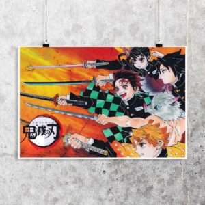 Poster de Tanjiro y equipo - Demon Slayer