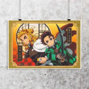 Poster de Tanjiro y Rengoku - Demon Slayer