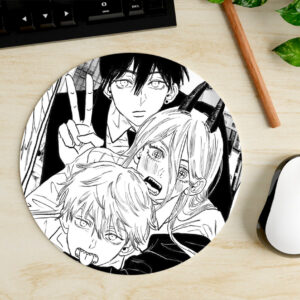 Mousepad Circular de Denji Aki y Power - Chainsaw Man