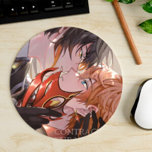 Mousepad Circular de Zhong Li y Tartaglia - Genshin Impact