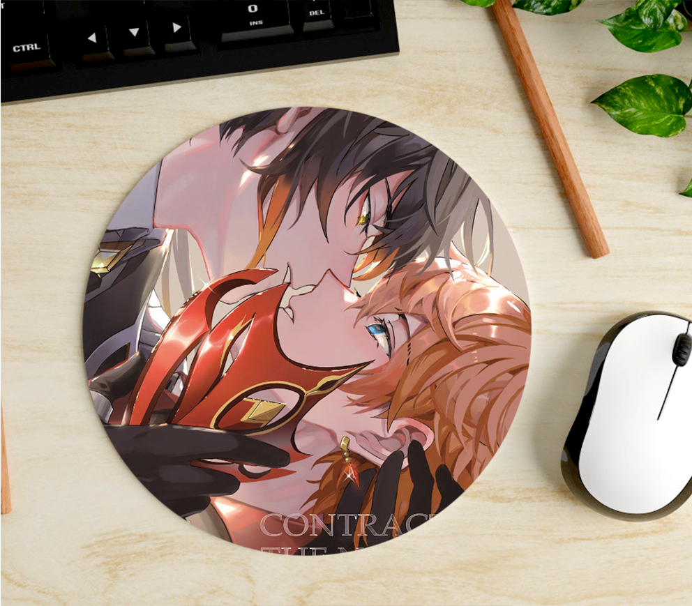 Mousepad Circular de Zhong Li y Tartaglia - Genshin Impact