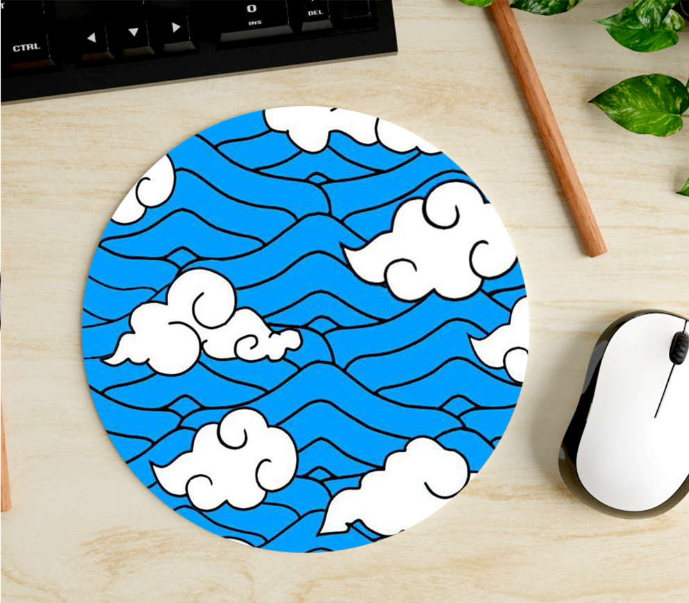 Mousepad Circular de Patrón de Nubes - Kimetsu no Yaiba