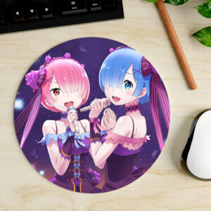 Mousepad Circular de Rem y Ram - Re:Zero
